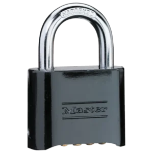 178-BLK Resettable 4-Digit Zinc Die-Cast Black Combination Lock 2"W Body, 1" Shackle
