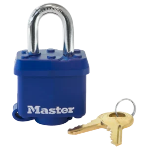 312 Blue Thermoplastic Covered #3-KA Padlock 1-9/16"W Body, 1"Shackle