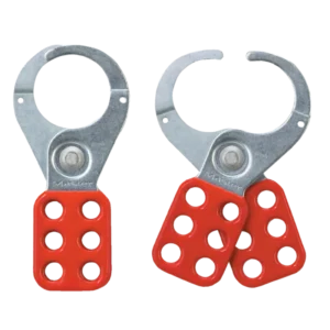 421  Steel Scissor L/O Hasp Red 2-3/8" X 5", 1-1/2"Jaw, 6-Lock Cap