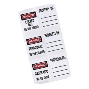 S140(Bag50) Write-On Danger L/O Labels For 406 & 410 Locks