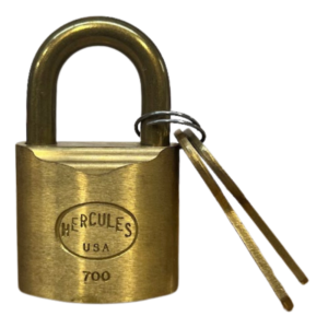 700-B-7/8-KD  Brass Lock, 1-1/2"W Body, 7/8" Brass Shackle (Keyed Different)